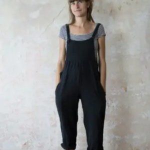 Kaya Wear Womens Small Romper Jumper Black Natural Cotton